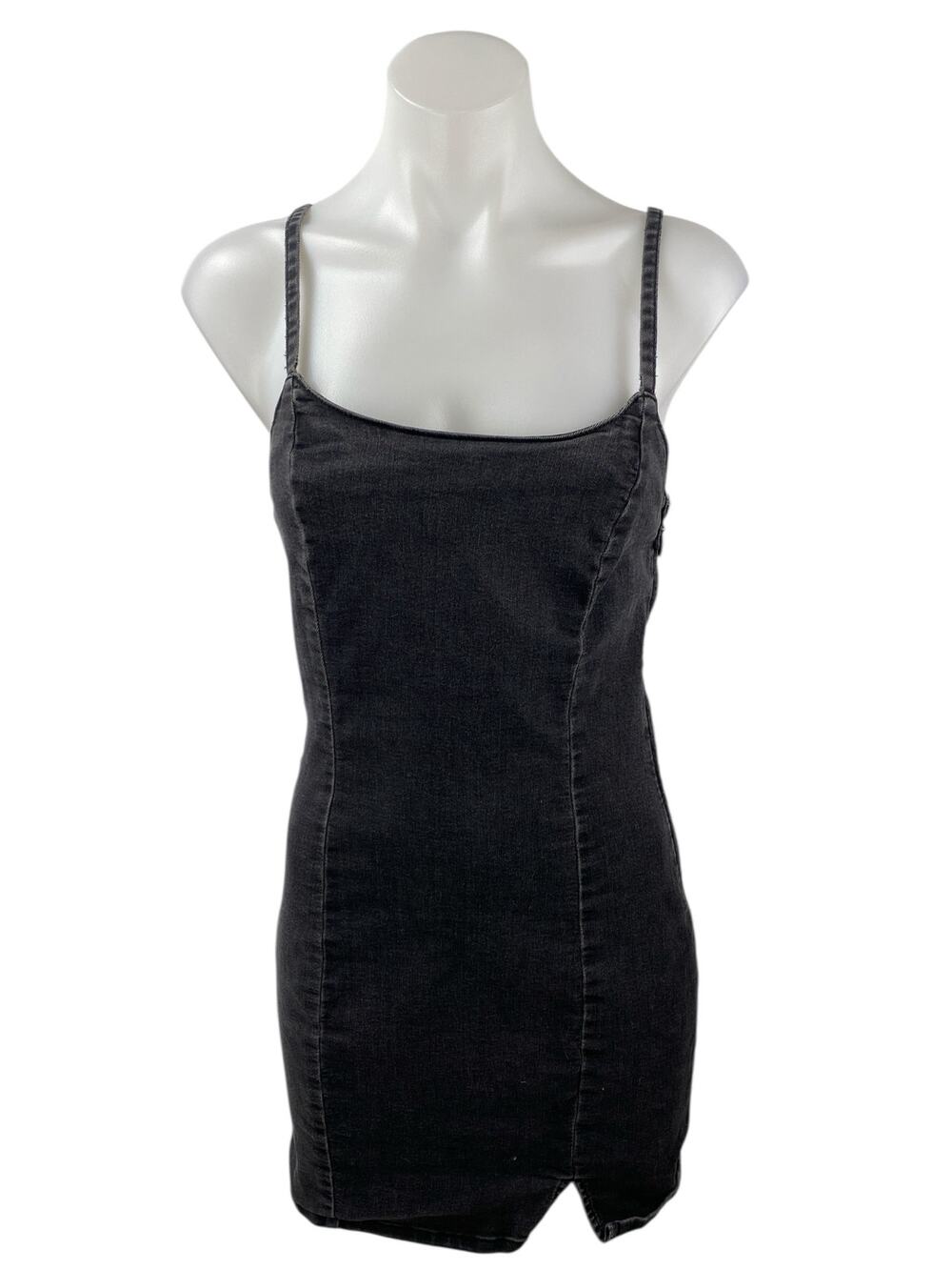 H&M Divided Womens Black Sleeveless Cami Camisole Mini Denim Jeans Tank Dress S